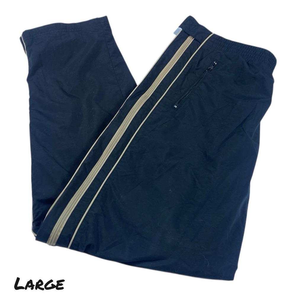 Vintage Track Pants Mens‎ LRG Black Nylon Windbreaker Athletic 90s Full Size Zip
